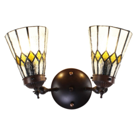 6210 * Wandlamp met 2 Tiffany kappen Ø13cm Medallion