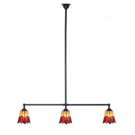 8221 Hanglamp Zwart B90cm met 2 Tiffany kappen 10x10cm Kievitsbloem
