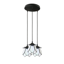 8198 Rozet Ø25cm met 3 Tiffany kappen Ø13cm White Lotus - Hanglamp '