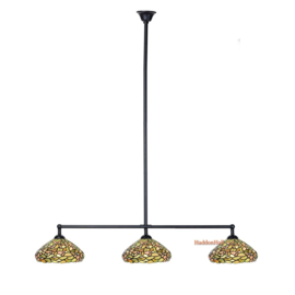 8262 Hanglamp Zwart B90cm met 3 Tiffany kappen Ø27cm Settle Down