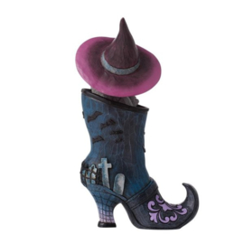 Witch's Boot with Black Cat H20cm Jim Shore 6012750 glow in the dark,  uitverkocht