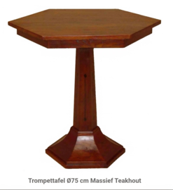 Trompettafel Ø75 cm Massief Teakhout