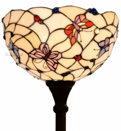 770 *Vloerlamp H180cm met Tiffany kap Ø30cm Pink Butterfly