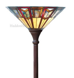 6288 Vloerlamp Uplight Bruin met  Tiffany kap Ø39cm Toren