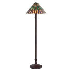 8435 Vloerlamp Bruin H160cm met Tiffany kap Ø50cm Styled Flower
