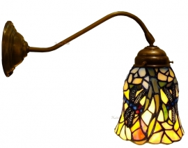 9920 410 * Wandlamp Brons met Tiffany kap Ø12cm "Libelle"motief