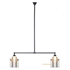 8010 ' Hanglamp Zwart B90cm met 2 Tiffany kappen B21cm New York