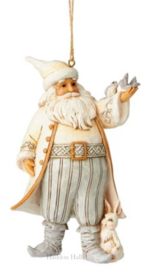 White Woodland Santa with Birds Ornament uit 2018 H10cm Jim Shore 6001419 * Retired