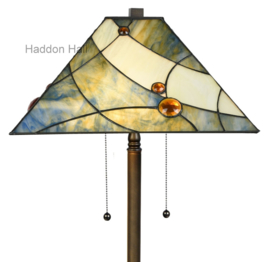 7989 * Vloerlamp Bruin H159 met Tiffany kap 44x44cm Sky Blue