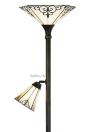 LT156B Vloerlamp H178cm met 2 Tiffany kappen Ø36 en Ø19cm