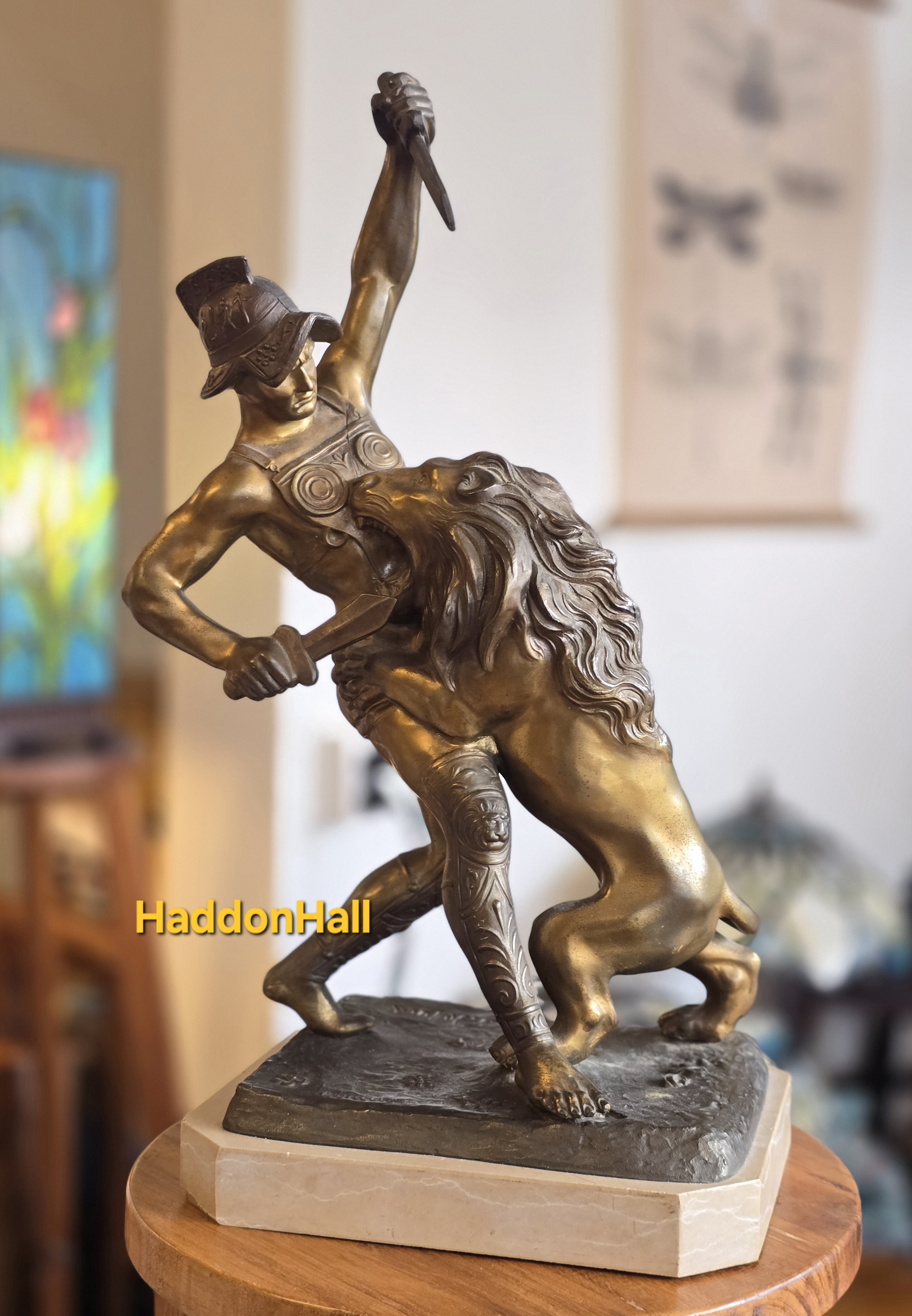 "Gladiator Fighting a Lion" H44cm Francesco De Luca