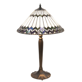 5985 * Tafellamp H62cm Zwart met Tiffany kap Ø40cm Munstur