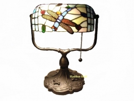 1144 *Tiffany bankierslamp  H35cm B27cm Blue Dragonfly burolamp bureaulamp