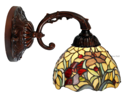 YT23 * Wandlamp Bruin met Tiffany kap Ø20cm Red Lilly