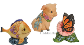 Fish , Pig & Butterfly - Set van 3 Jim Shore Mini Figurines , retired *