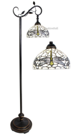 6243 * Vloerlamp H152cm met Tiffany kap Ø25cm Dragonfly White