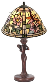 9111 * Tafellamp Jugendstil H45cm met Tiffany kap Ø26cm Garden Dragonfly
