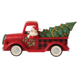 Highland Glen Santa in Red Truck B34cm Jim Shore 6012862 retired, laatste exemplaren