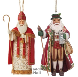 Belgian & German Santa - Set van 2 Jim Shore Hanging Ornaments