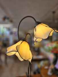 6048  Bureaulamp TafellampH57cm met 2 Tiffany kappen 21cmcm Wit Flower '