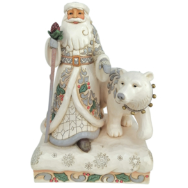 White Woodland Santa with Bear "Wintertime Wonder" Jim Shore 6017170