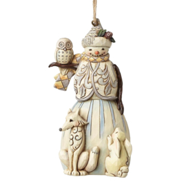 White Woodland Snowman Ornament uit 2015! H11cm Jim Shore 4051541 * Retired