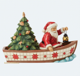Santa of Giving - Santa in a Boat with Tree H16cm Jim Shore 6014504