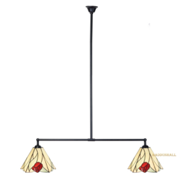 8170 Hanglamp Zwart B90cm met 2 Tiffany kappen 3x25cm Tulip