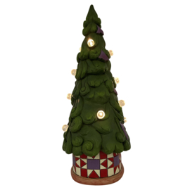 Tree Illuminated with Star Patterned Base H 22 cm Jim Shore 6012902 , retired