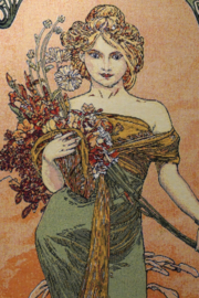 Alphonse Mucha "Lente" Wandkleed + Stang 150 x 68cm Gobelin Geweven *