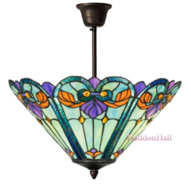 KT0190  PSP Hanglamp - Plafonniere Tiffany Ø39cm  3xE14  Blue Jay