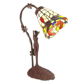 6132 * Bureaulamp Dame H37cm met Tiffany kap Libelle Ø13cm