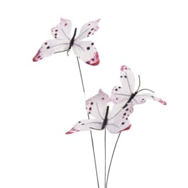 ' Vlinder Tak Textiel SET VAN 12 H65cm Wit 50853