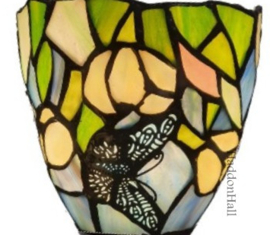 9307  Hanglamp Ø80cm Lovely met 3 Tiffany kappen Ø12cm "Northern Blue Butterfly"