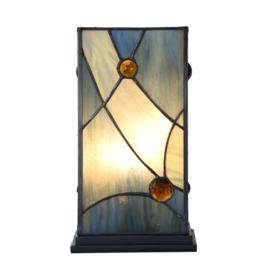 7991* Tafellamp Tiffany H25cm 14x14cm Windlicht model Sky Blue