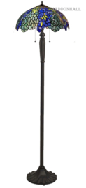 6182 * Vloerlamp Zwart H160cm met Tiffany kap Ø45cm Wisteria Sininen