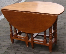 Tafel Gateleg en/of Hangoortafel Ø114cm Circa 1900 Massief Teakhout