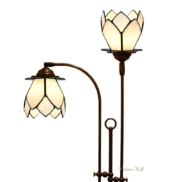 8198 Vloerlamp Haaks met 2 Tiffany kappen Ø13cm White Lotus
