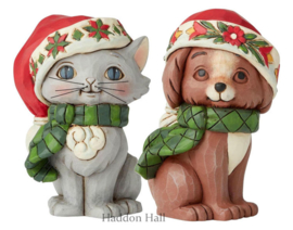 Christmas Kitten & Puppy H9cm Set van 2 Jim Shore mini figurines retired *