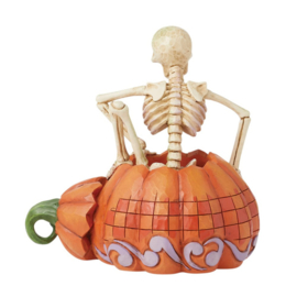 Skeleton in Pumpkin "Sacred to the Bone" H17,5cm + Jim Shore Base Color Ø22cm 6016643