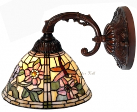 9111 * Wandlamp Bruin met  Tiffany kap Ø26cm  Garden Dragonfly