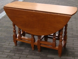 Tafel Gateleg en/of Hangoortafel Ø114cm Circa 1900 Massief Teakhout