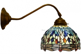 9891 410  Wandlamp met Tiffany Kap Ø20cm "Blue Dragonfly"