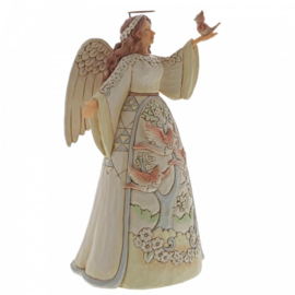 White Woodland Angel with Cardinals * H25cm Jim Shore 6004767 retired item, laatste exemplaar