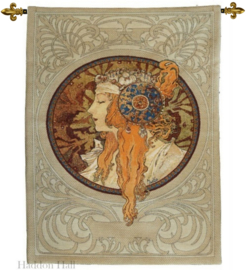 Alphonse Mucha "The Blonde" 90x70cm Wandkleed Gobelin geweven + STANG