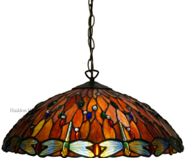 5466 * Hanglamp Tiffany Ø45 cm Red Glass Dragonfly