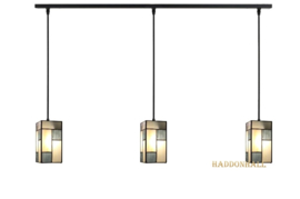 8131 ' Balk Zwart 100cm met 3 Tiffany kappen Mondriaan
