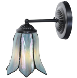 8185 * Wandlamp Zwart met Tiffany kap Ø16cm Gentian Blue Gentiaan