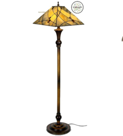 7989  Vloerlamp Staandelamp H164cm met Tiffany kap 44x44cm Sky Blue