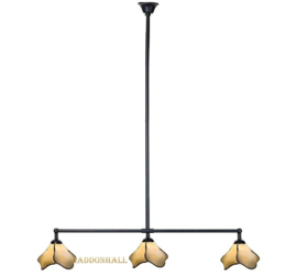6048 Hanglamp Zwart B90cm met 2 Tiffany kappen Ø21cm Flower Beige '